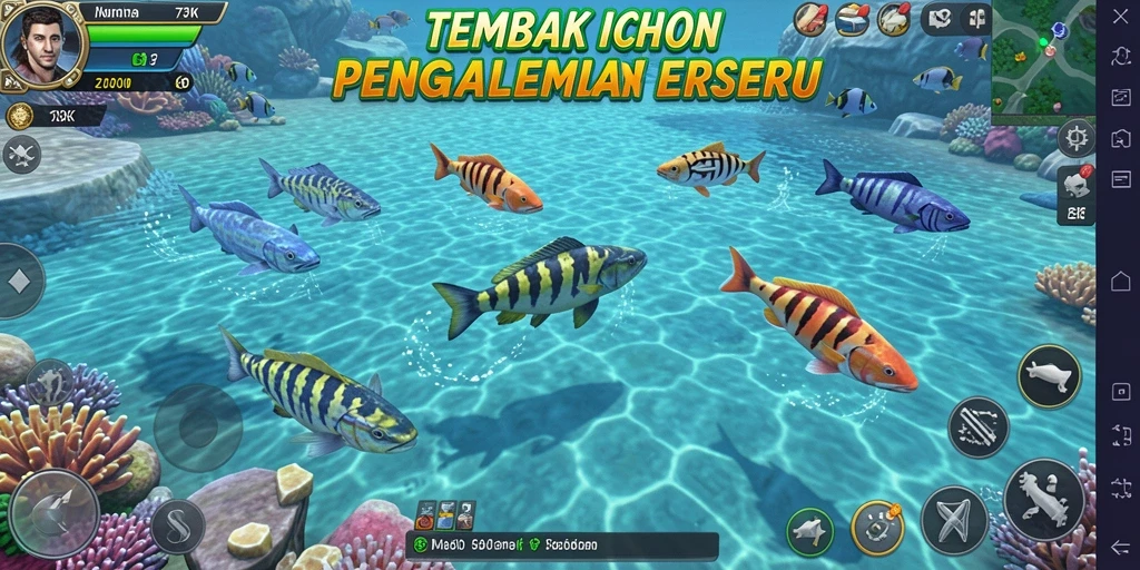 Gameplay seru dan menegangkan pada 73K saat menembak ikan.
