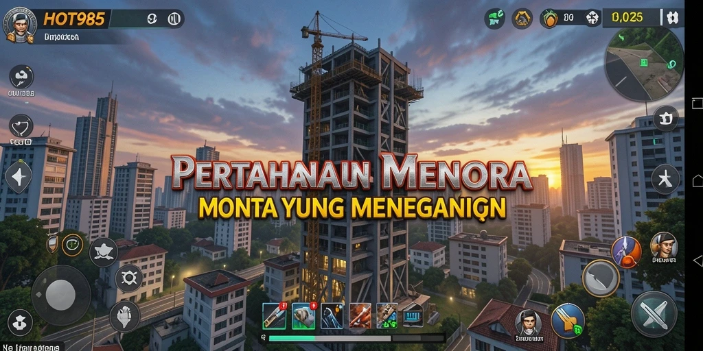 Tampilan menara dan musuh dalam gameplay HOT985 yang menarik.