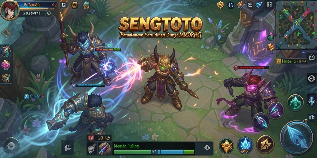 Screenshot SENGTOTO menampilkan pertarungan epik di dunia MMORPG.