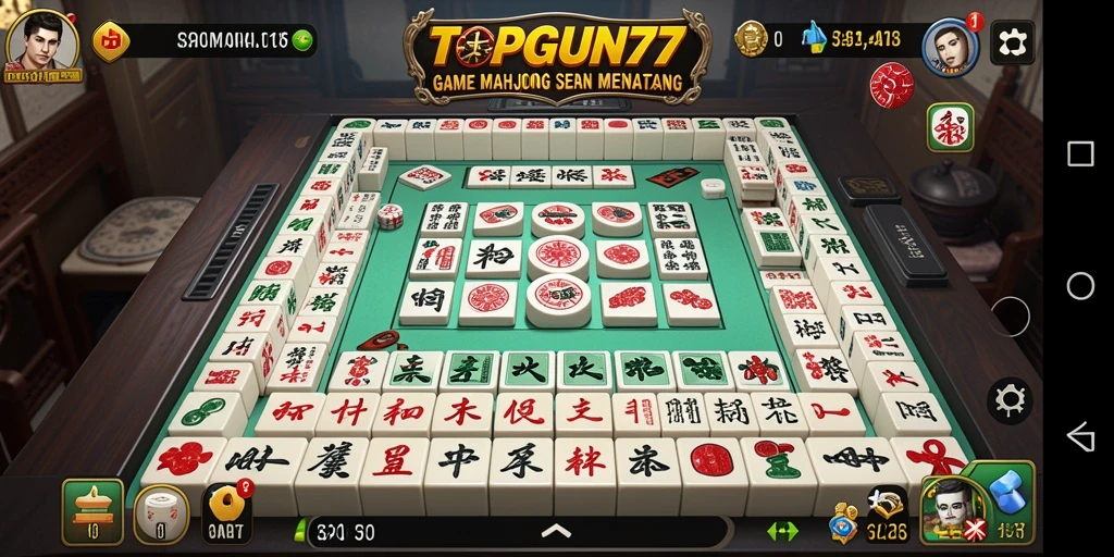 Tampilan gameplay seru Mahjong di TOPGUN77.