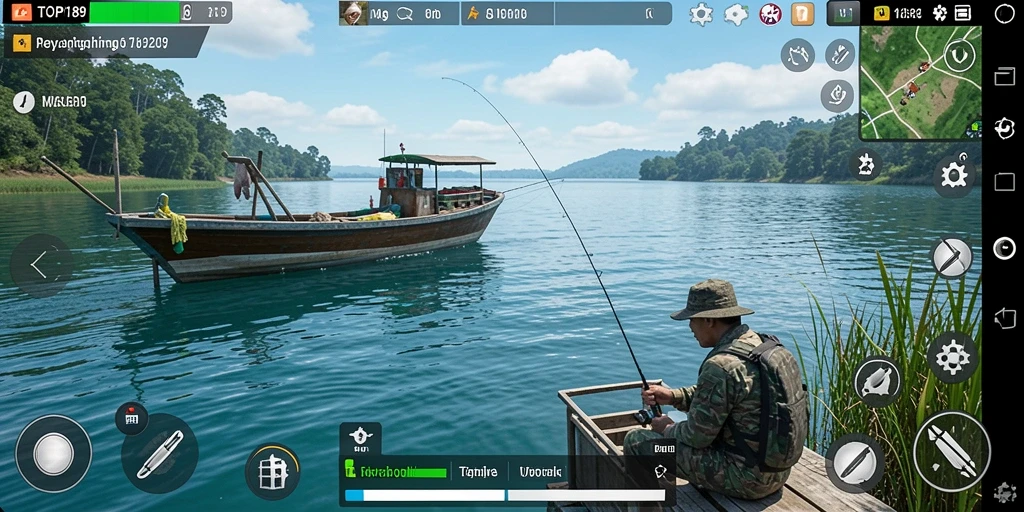 Screenshot utama TOPI189 menampilkan aksi memancing yang seru dan penuh warna.